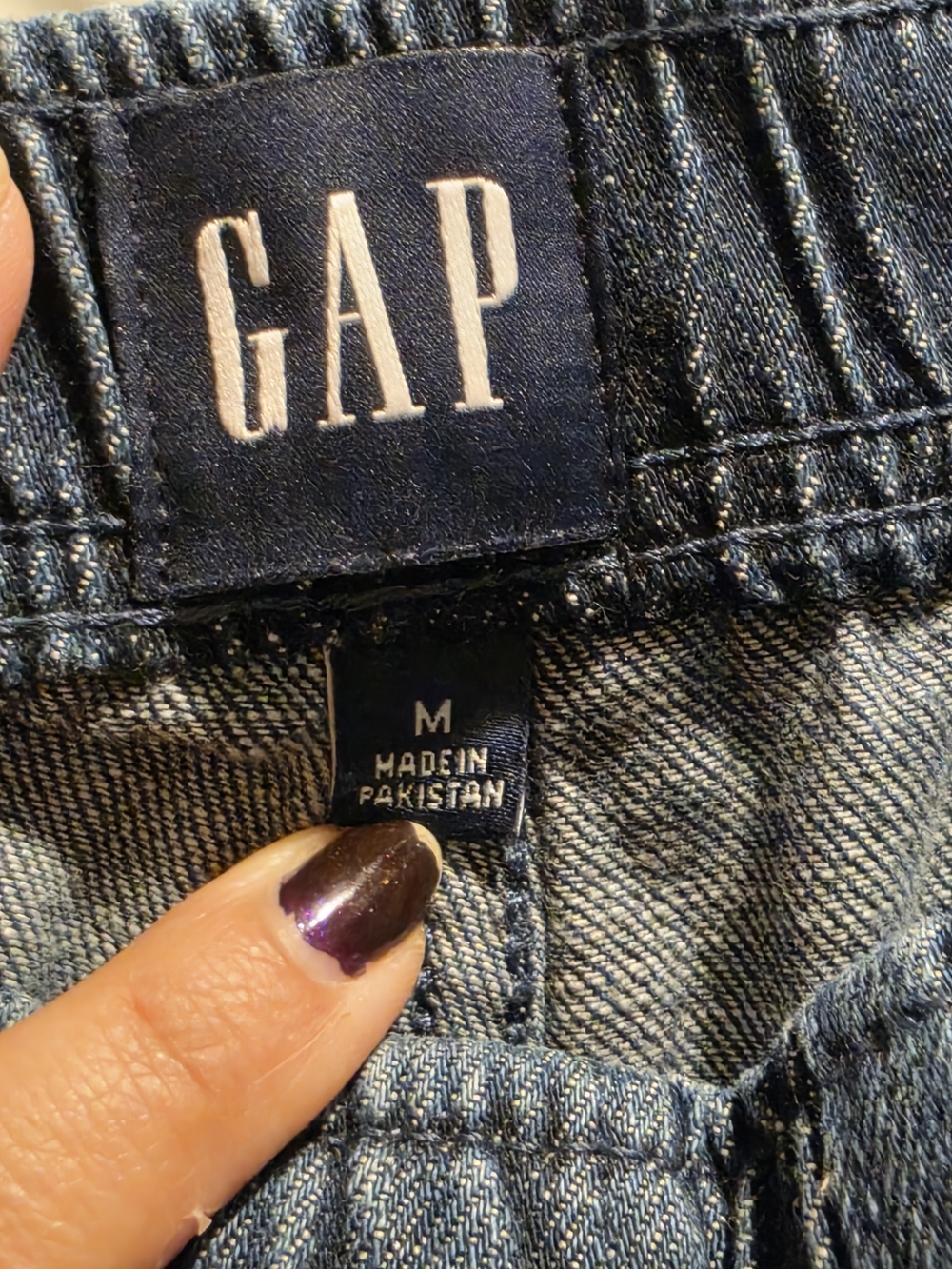 GAP Wide Leg Dark Wash Denim Utility Pants SIZE M - Picture 6 of 7